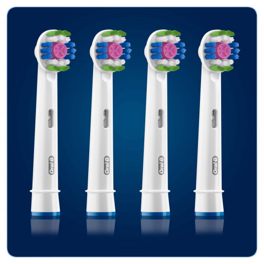 Oral-B 3D nomaināmas zobu birstes uzgaļi ar CleanMaximiser, 4 gab, White Oral-B