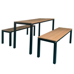 Āra mēbeļu komplekts - (galds - 2 soli) Galds 110 x 58,5 x 75,5 CM + 2 soli 110 x 39 x 45 CM