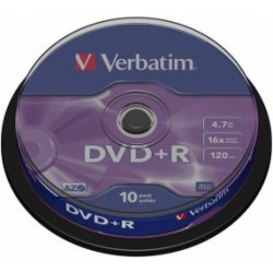 DVD+R 4.7GB 16X 10pack matēta sudraba/AZO kūku kaste