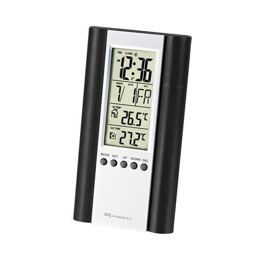 Fiesta FSTT04B digitālā meteoroloģiskā stacija iekštelpās/ārā/termometrs/kalendārs/pulkstenis/modinātājs/LCD