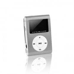Setty MP3 Super Compact Music Player With LCD Display / FM Radio and MicroSD Card Slot + Headphones Grey