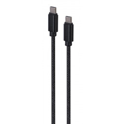Gembird CCDB-mUSB2B-CMCM-6 kokvilnas pīts C tipa USB kabelis ar metāla savienotājiem, 1,8 m, melns