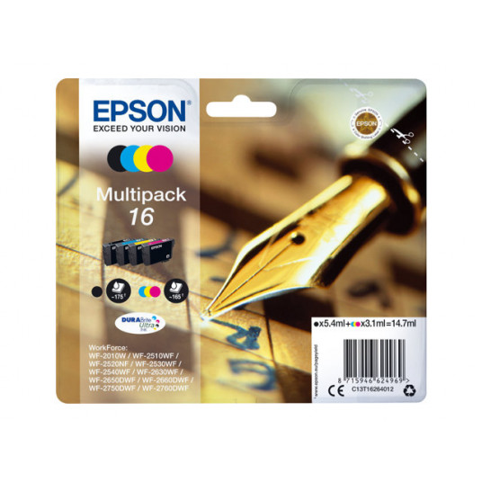 "Epson Tinte 16 C13T16264012 4er Multipack (BKMCY) bis zu 165 Seiten"