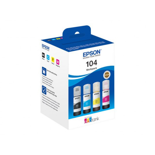 "Epson Tinte 104 EcoTank C13T00P640 4er Multipack (BKMCY) bis zu 7.500 Seiten"