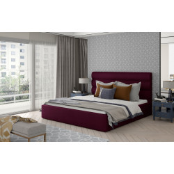 Gulta ar gultas kasti Caramel Mat Velvet 68, 180x200, purpursarkanā krāsā