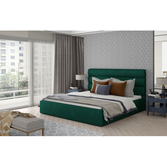 Gulta ar gultas kasti Caramel Kronos 19, 160x200, zaļā krāsā