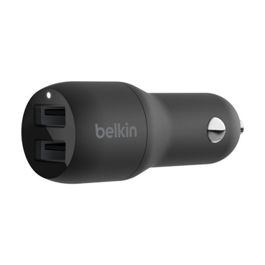 BELKIN Dual USB-A automašīnas lādētājs 12W X2 BLK