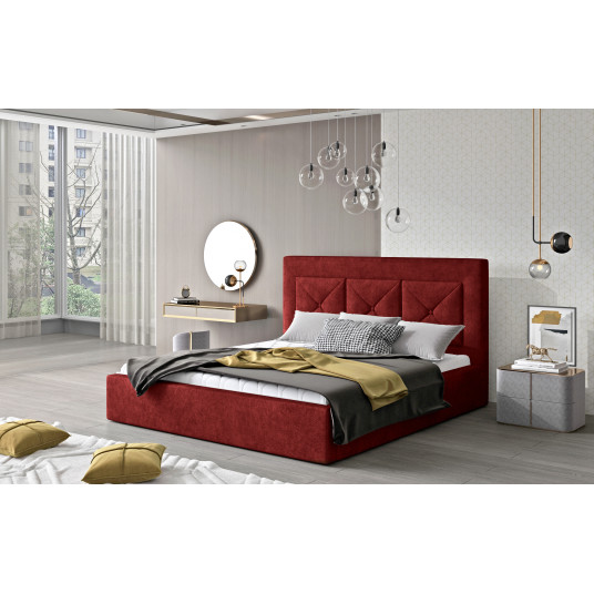 Gulta ar gultas veļas kasti Cloe Dora 63, 180x200, sarkanā krāsā