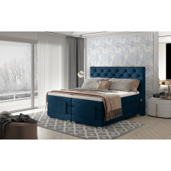 Elektriskā kontinentālā gulta Āboliņš 160x200, zils, audums Monolīts 77