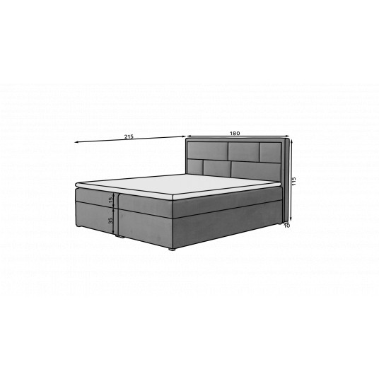 Kontinentālā gulta ar gultas kasti Meron 180X200, pelēka, audums Inari 96