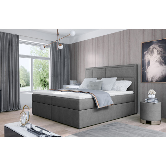 Kontinentālā gulta ar gultas kasti Meron 160X200, pelēka, audums Omega 13