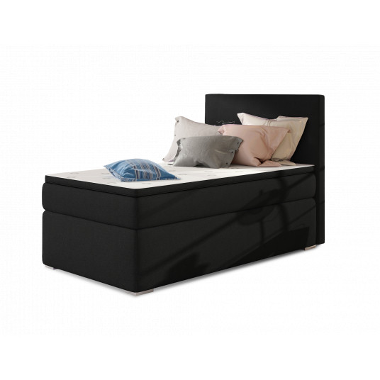 Kontinentālā gulta ar gultas kasti labajā pusē Rocco 90x200, melns, audums Sawana 14