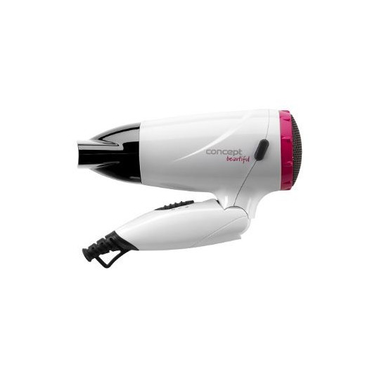 Skaists VV5740 saliekamais matu žāvētājs, balts un rozā