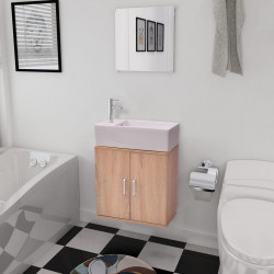 Vannas istabas mēbeles un izlietne, 3 gab., bēšā krāsā