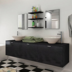 Vannas istabas mēbeles un izlietnes, 8 gab., melnā krāsā