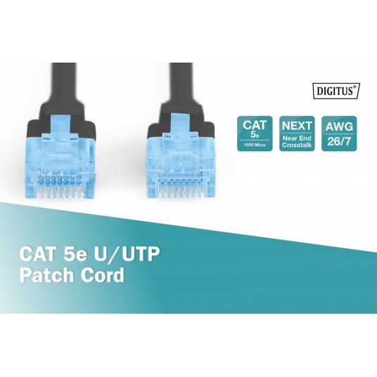 CAT 5e U-UTP patch kabelis 10m melns