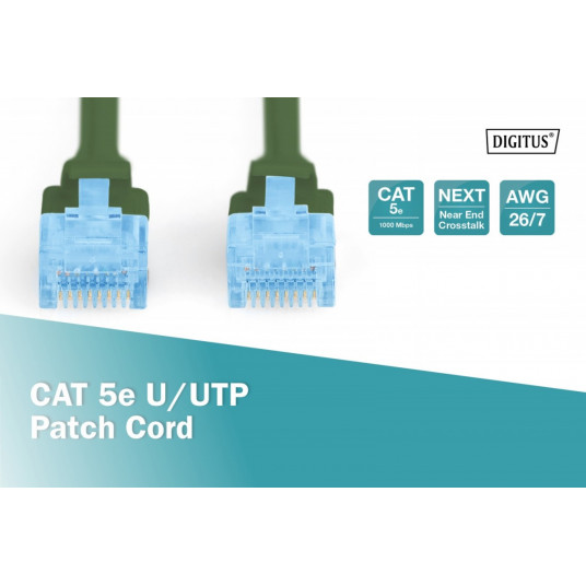 CAT 5e U-UTP patch kabelis 10m zaļš