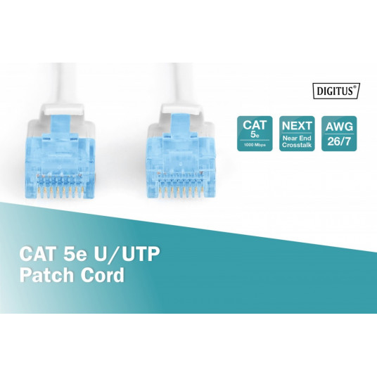 CAT 5e U-UTP patch kabelis 10m balts