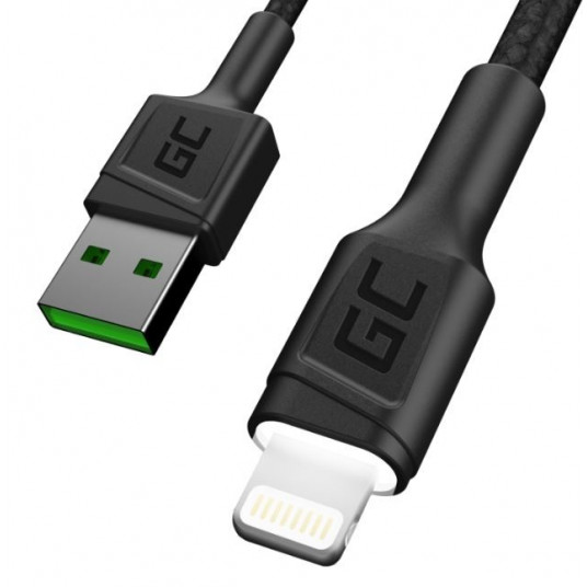 "Green Cell USB 3.0 > Lightning (ST-ST) 1,2 m Ladekabel LED Schwarz"
