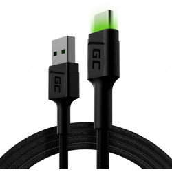 “Green Cell USB 3.0 > USB-C (ST-ST) 1,2 m Ladekabel LED Schwarz”