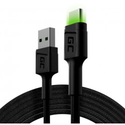 "Green Cell USB-C > USB 3.0 (ST-ST) 2m Ladekabel LED Schwarz"