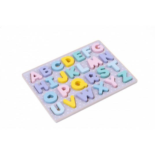 iWood Alphabet Puzzle ar pasteļtoņu krāsu