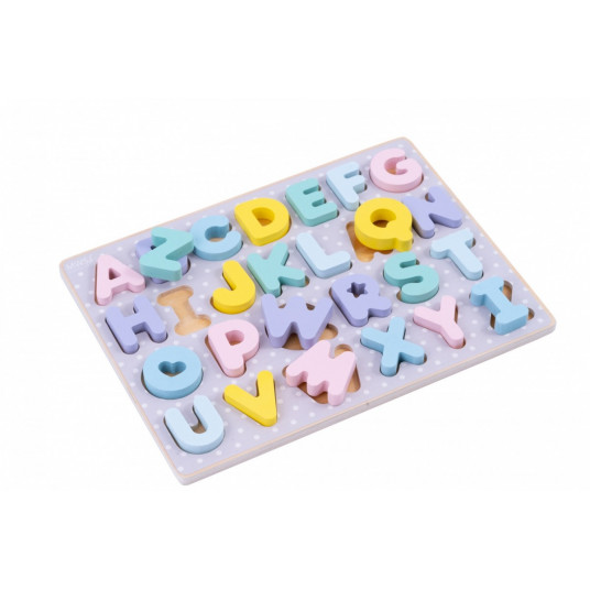 iWood Alphabet Puzzle ar pasteļtoņu krāsu