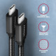 AXAGON BUCM3-CM10AB kabelis USB-C USB-C 3.2 Gen 1, 1m, PD 60W, 3A, ALU, pinums, melns
