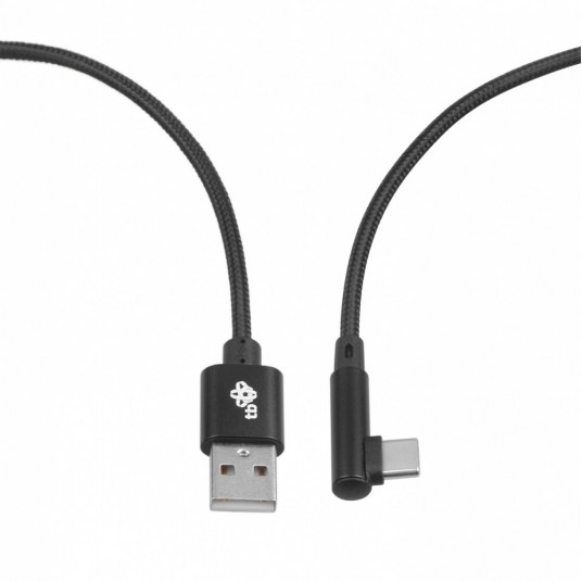 USB - USB C leņķis 1,5 m. kabelis, melns