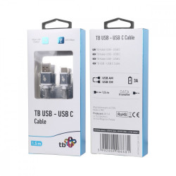Kabelis USB — USB C 1,5 m pelēka lente premium