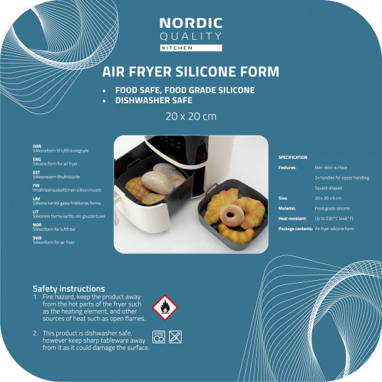 Air Fryer silikona cepšanas forma NORDIC QUALITY, 20cmx20cm / GS1024 / 8272003