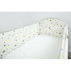 Bērnu gultiņas aizsardzība, 360 cm, pelēkas zvaigznes