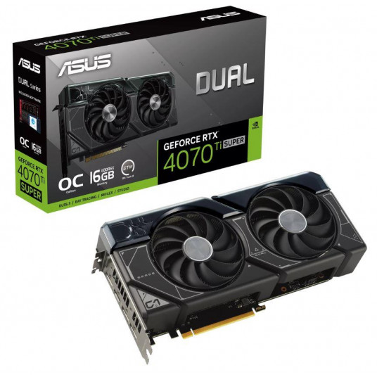 Grafikas karte|ASUS|NVIDIA GeForce RTX 4070 Ti SUPER|16 GB|GDDR6X|256 bitu|PCIE 4.0 16x|Divu slotu ventilators|1xHDMI|3xDisplayPort|DUAL-RTX4070TIS-O16G