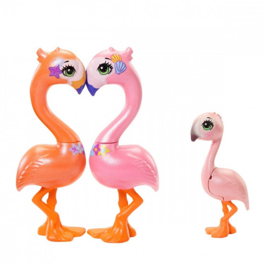 Enchantimals lelle Flamingo ģimene Florinda Flamingo + 3 dzīvnieki