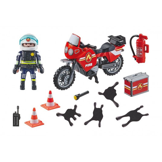 PLAYMOBIL ACTION HEROES Fire Bike un Oil Spill 71466