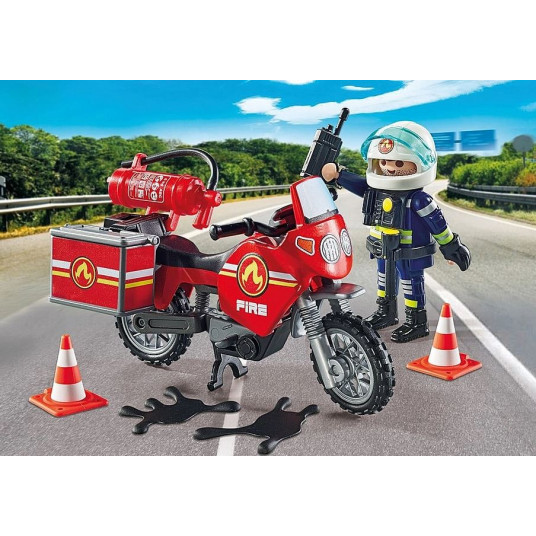 PLAYMOBIL ACTION HEROES Fire Bike un Oil Spill 71466