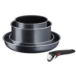 TEFAL cepešpannu komplekts Ingenio XL Force L1589502 Cepšana, Diametrs 16cm/20cm/22cm/28cm, Piemērots indukcijas plīts virsmai, Noņemams rokturis, Melns