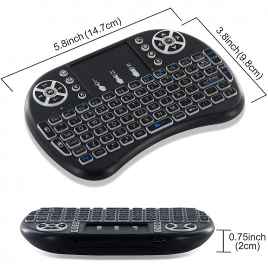 RoGer Q8 Wireless Mini Keyboard For PC / PS3 / XBOX 360 / Smart TV / Android + TouchPad Black (With RGB Backlight)