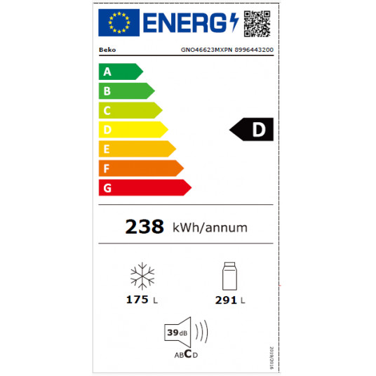 Ledusskapis BEKO GNO46623MXPN