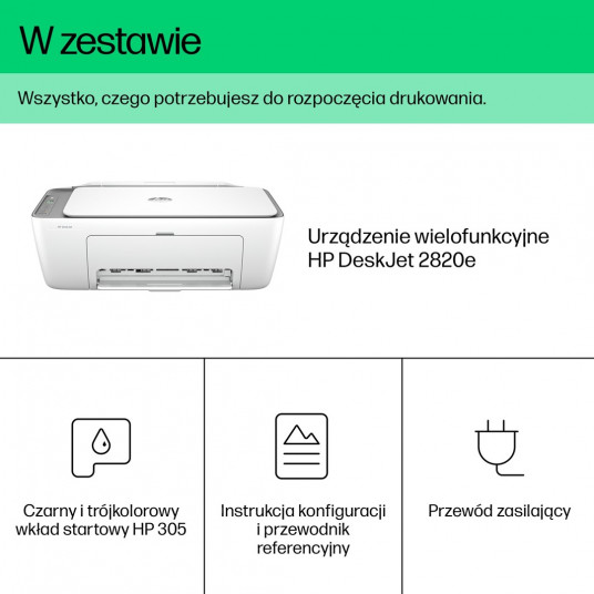 HP DeskJet 2820e daudzfunkcionālais printeris, krāsains, printeris mājai, drukāšana, kopēšana, skenēšana, skenēšana uz PDF