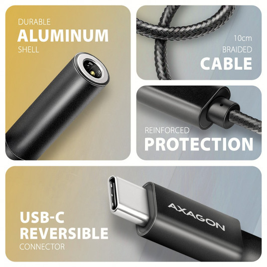 ADA-HC Ārējā USB-C skaņas karte 32bit DAC 3,5 mm (F) savienotājs, 384 kHz