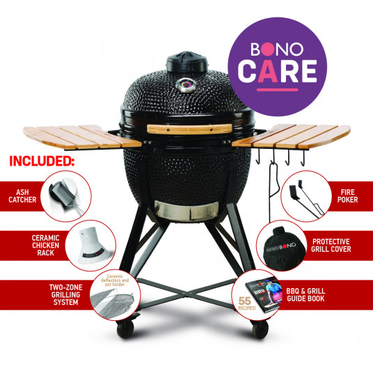 Grils Kamado Bono Media melns 52 cm