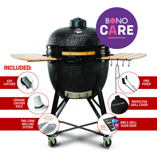 Grils Kamado Bono Grande Limited melns 64 cm