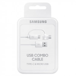 Kabelis Samsung Cable combo with adapter microUSB & Type-C White