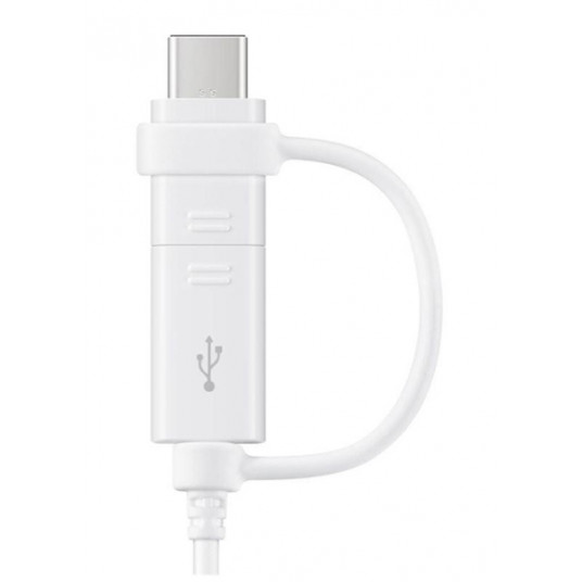 Kabelis Samsung Cable combo with adapter microUSB & Type-C White