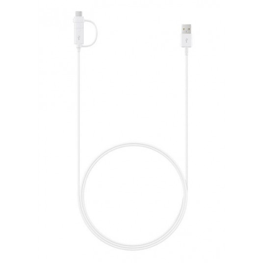 Kabelis Samsung Cable combo with adapter microUSB & Type-C White