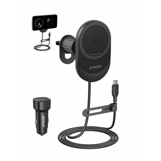 MagGo Qi2 15W melns lādētājs