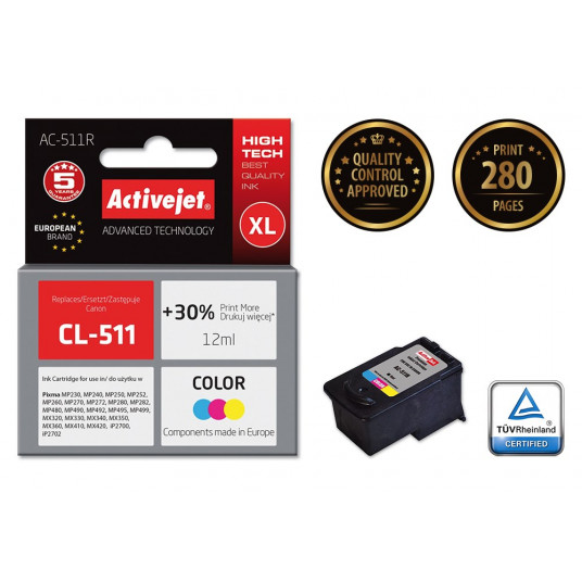 "Activejet AC-511R tinte (Canon CL-511 aizstājējs; Premium; 12 ml; krāsaina)