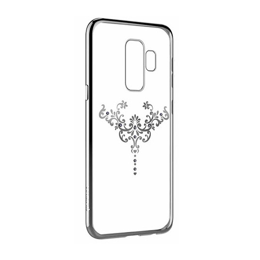Devia Crystal Iris Silicone Back Case With Swarovsky Crystals For Samsung G965 Galaxy S9 Plus Silver