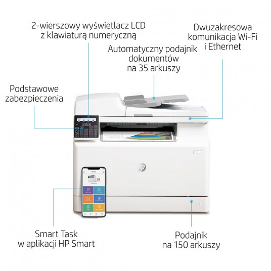 HP Color LaserJet Pro MFP M183fw, drukāšana, kopēšana, skenēšana, fakss, 35 lapu ADF; Energoefektīvas; Spēcīga drošība; Divjoslu Wi-Fi